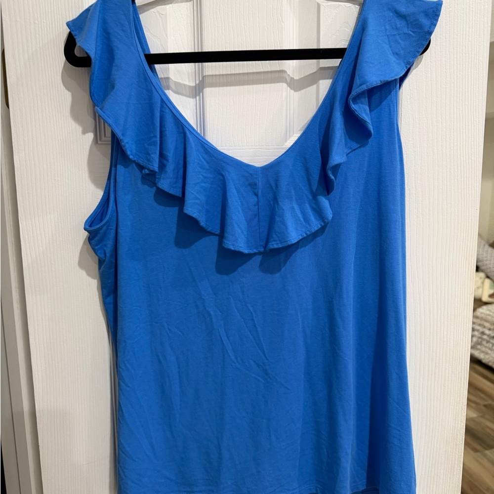Lilly Pulitzer Bright Blue Ruffle Tank Top